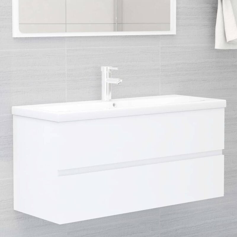 foto del prodotto vidaxl - mobile bagno con lavabo integrato bianco in legno multistrato