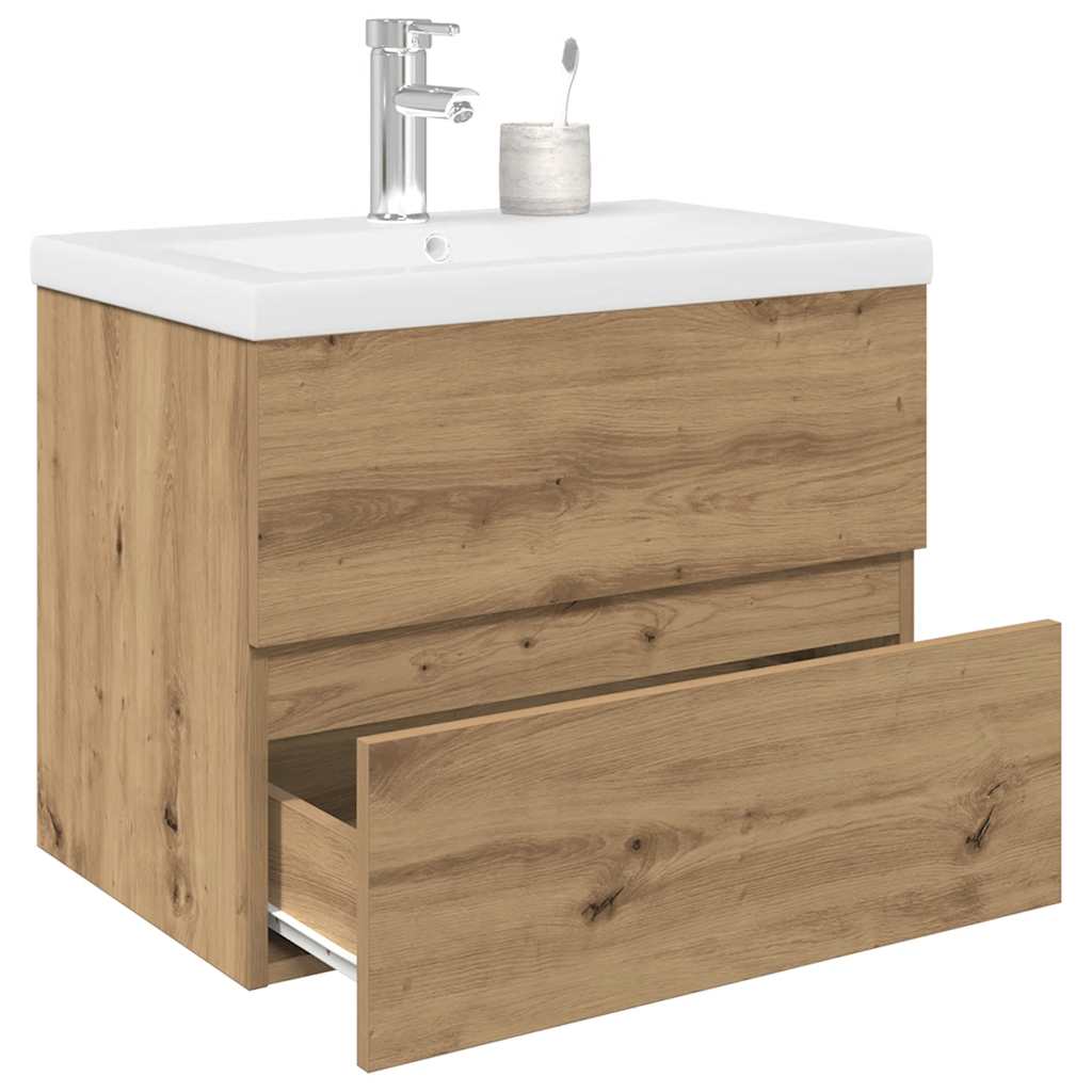 foto del prodotto vidaxl mobile bagno con lavabo integrato rubinetto rovere artigianale