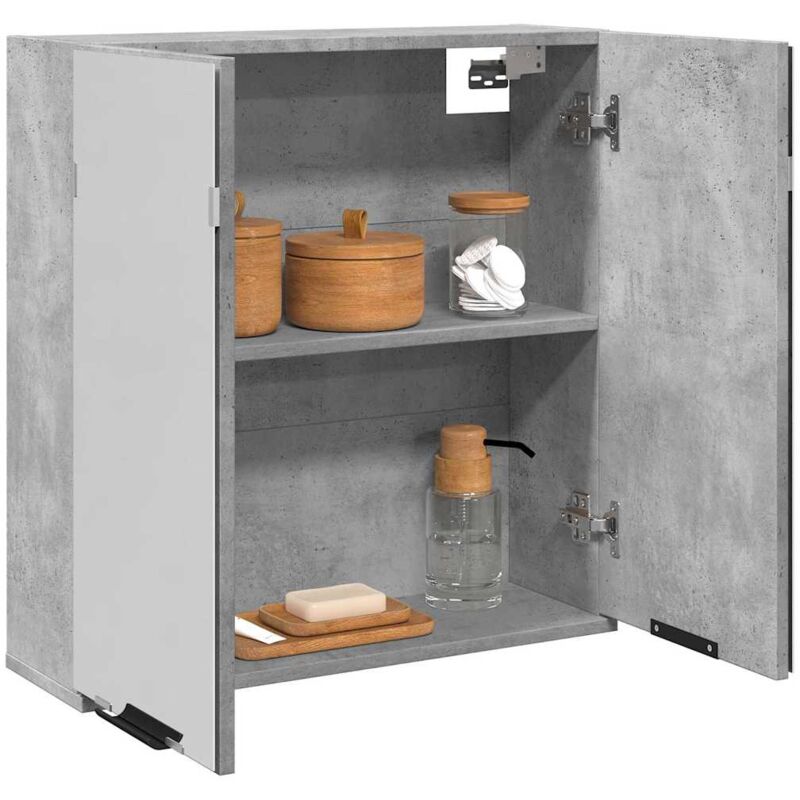 foto del prodotto vidaxl mobile bagno con specchio grigio cemento 64x20x66,5 multistrato