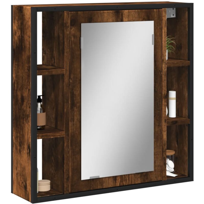 foto del prodotto vidaxl mobile bagno specchio rovere fumo 60x16x60 cm legno multistrato