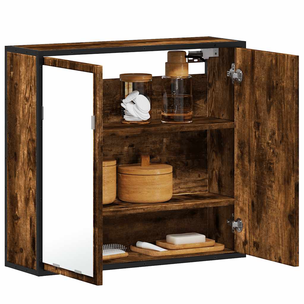 foto del prodotto vidaxl mobile bagno specchio rovere fumo 65x20x60 cm legno multistrato