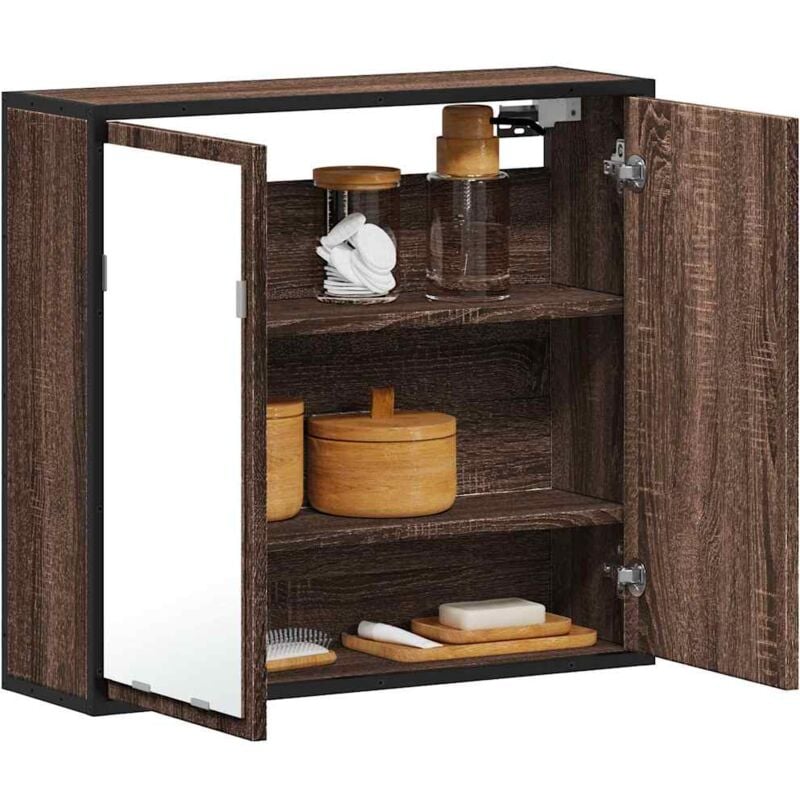 foto del prodotto vidaxl mobile bagno specchio rovere marrone 65x20x60 legno multistrato