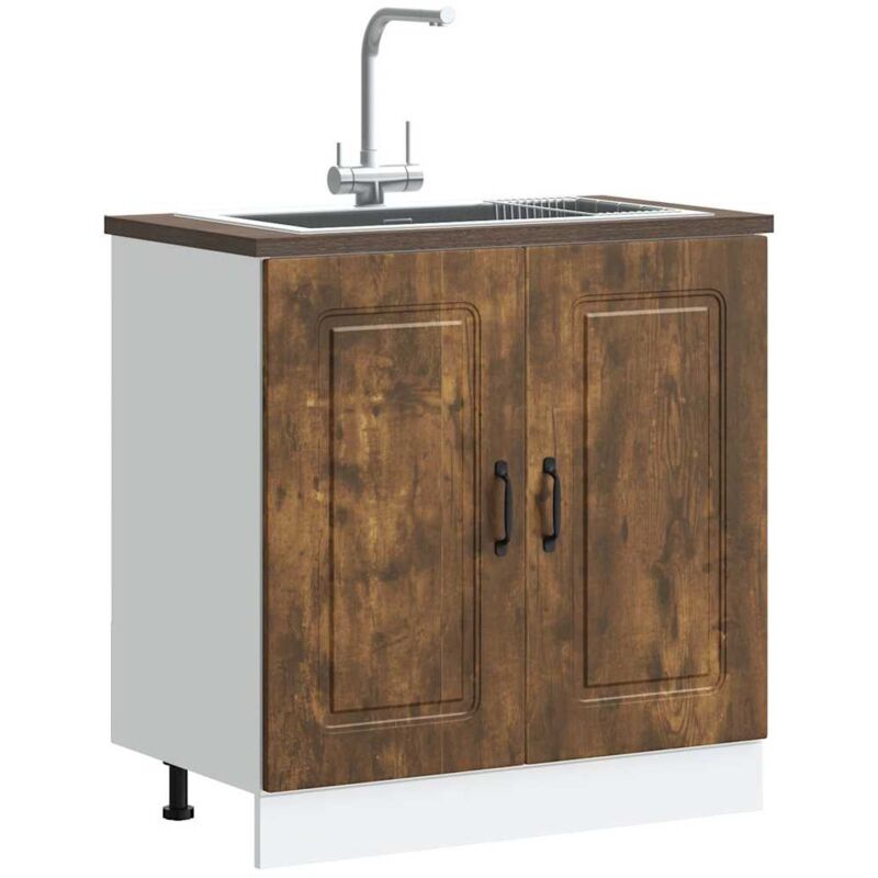 foto del prodotto vidaxl mobile base lavello kalmar rovere fumo 80x46x81,5 cm truciolato