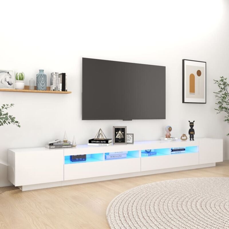 foto del prodotto vidaxl mobile componibile porta tv con luci led 300x35x40 cm vari colori colore bianco