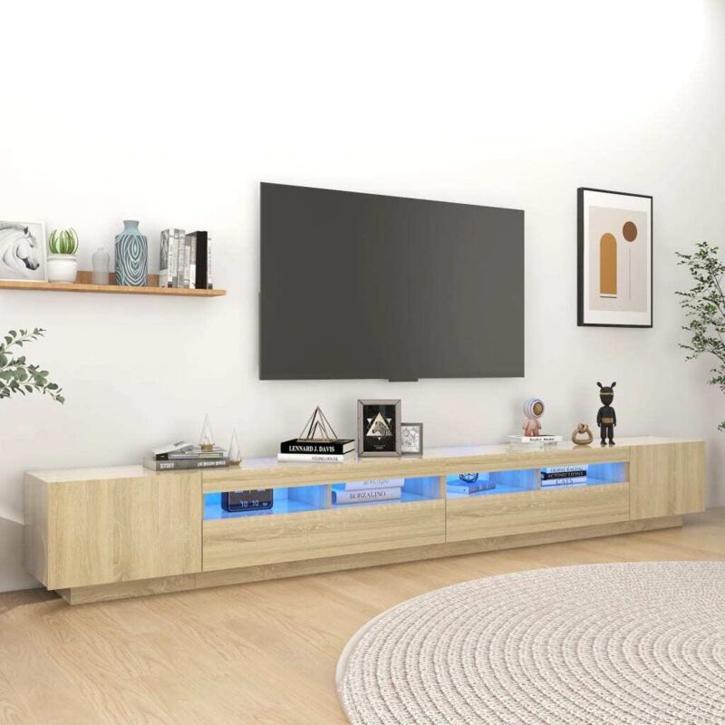 foto del prodotto vidaxl mobile componibile porta tv con luci led 300x35x40 cm vari colori colore marrone