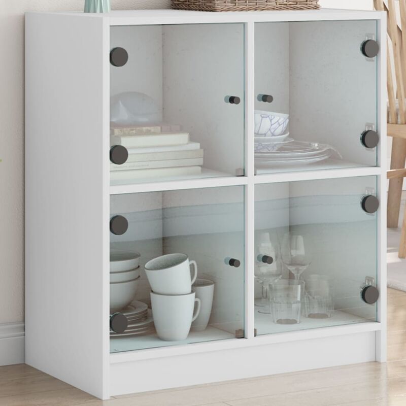 foto del prodotto vidaxl mobile con ante in vetro bianco 68x37x75,5 cm