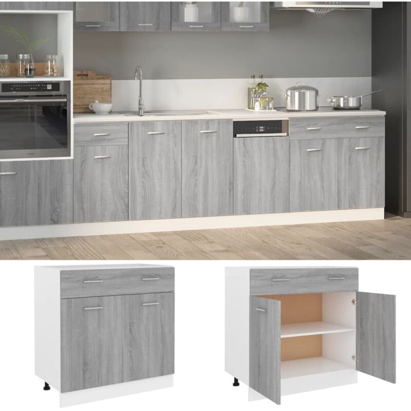 foto del prodotto vidaxl mobile con cassetto lyon grigio sonoma 80x46x81,5