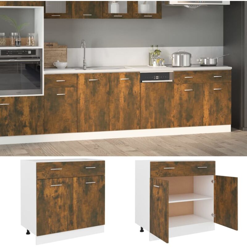 foto del prodotto vidaxl mobile con cassetto rovere fumo 80x46x81,5 cm legno multistrato