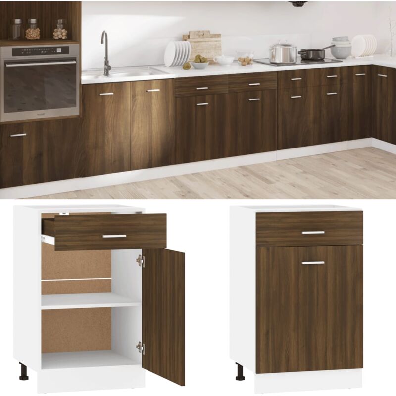 foto del prodotto vidaxl mobile con cassetto rovere marrone 50x46x81,5 legno multistrato