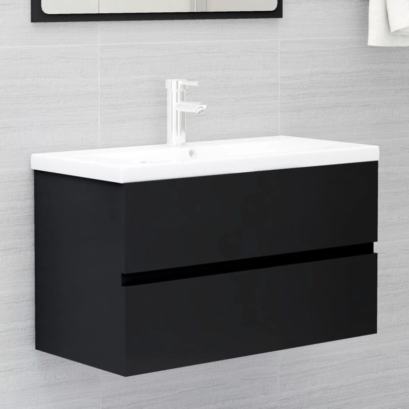 foto del prodotto vidaxl mobile con lavabo integrato nero in legno multistrato