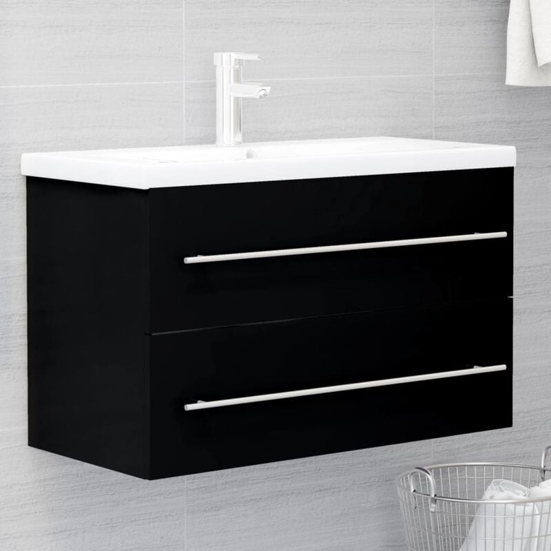 foto del prodotto vidaxl mobile con lavabo integrato nero in legno multistrato