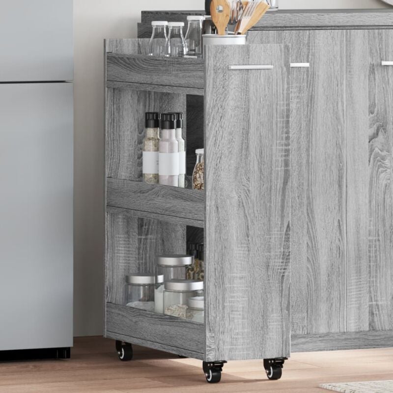 foto del prodotto vidaxl mobile con ruote grigio sonoma 60x22x79 cm in legno multistrato