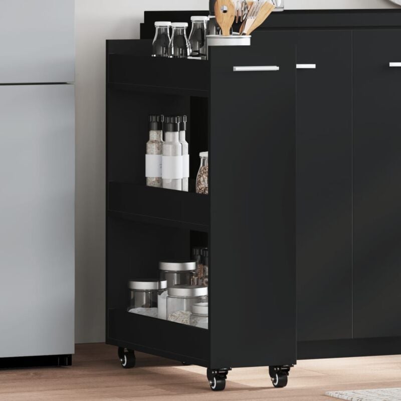foto del prodotto vidaxl mobile con ruote nero 60x22x79 cm in legno multistrato