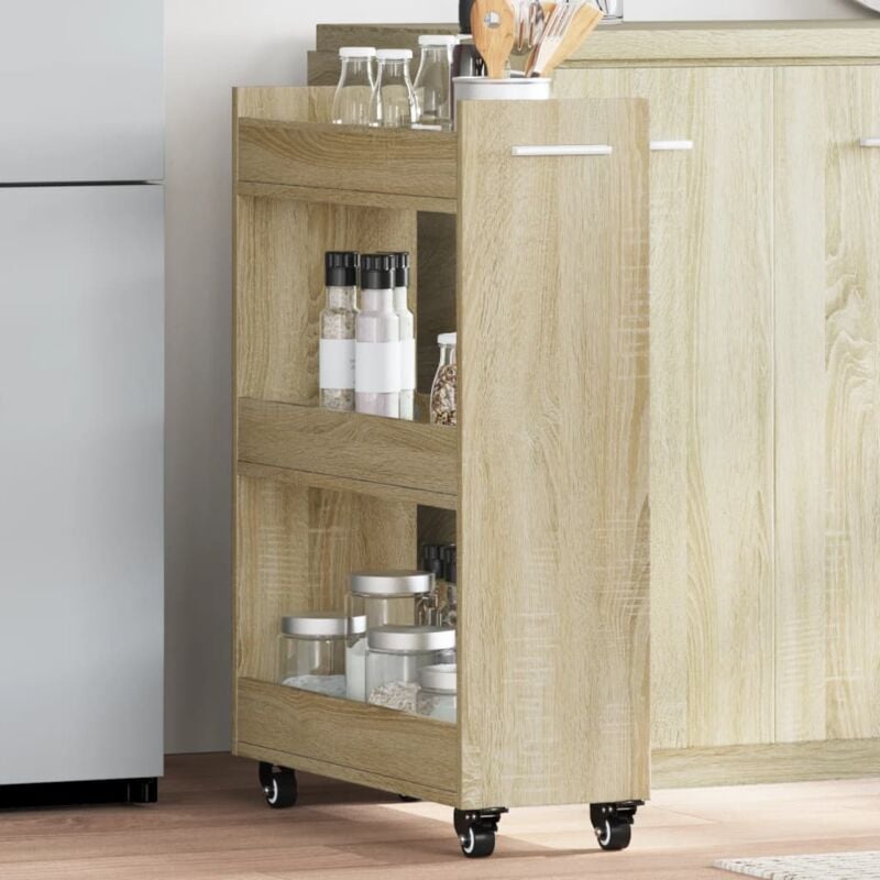 foto del prodotto vidaxl mobile con ruote rovere sonoma 60x22x79 cm in legno multistrato