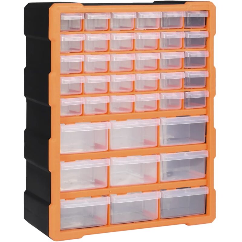 foto del prodotto vidaxl mobile contenitore officina con cassetti in pp arancione nero vari modelli modelli 39 cassetti