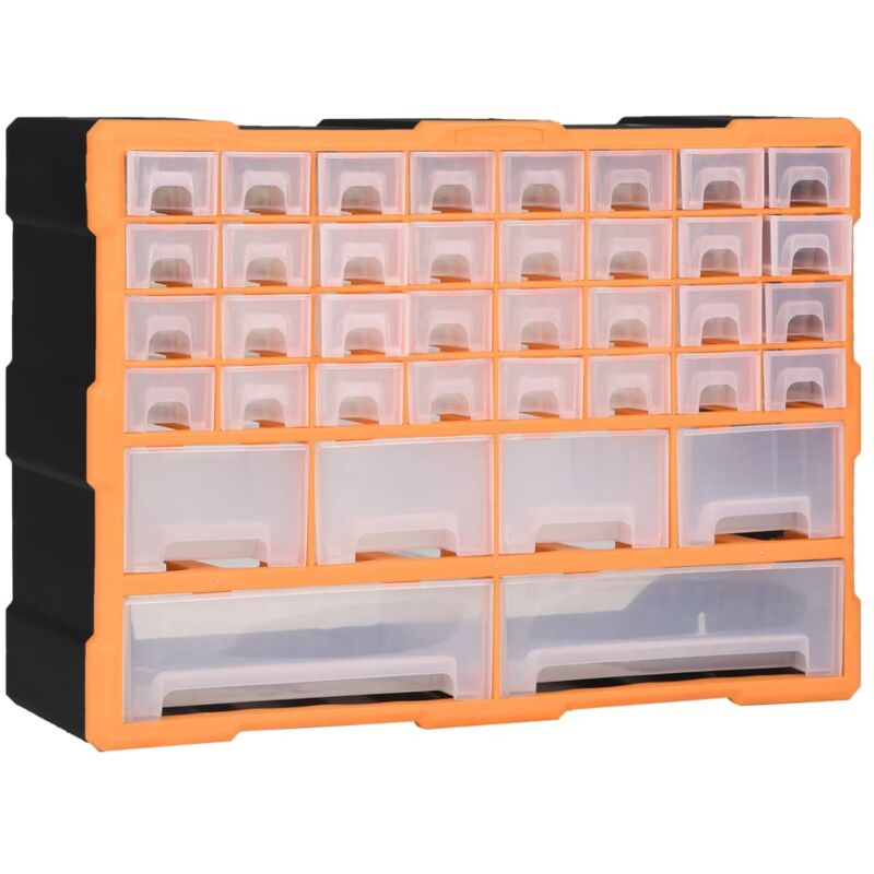 foto del prodotto vidaxl mobile contenitore officina con cassetti in pp arancione nero vari modelli modelli 40 cassetti