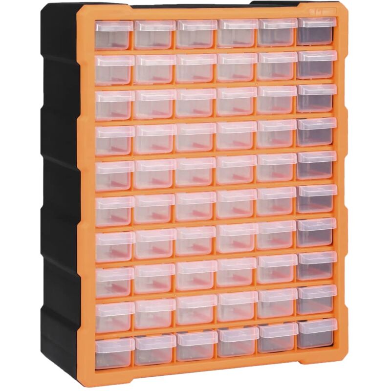 foto del prodotto vidaxl mobile contenitore officina con cassetti in pp arancione nero vari modelli modelli 60 cassetti