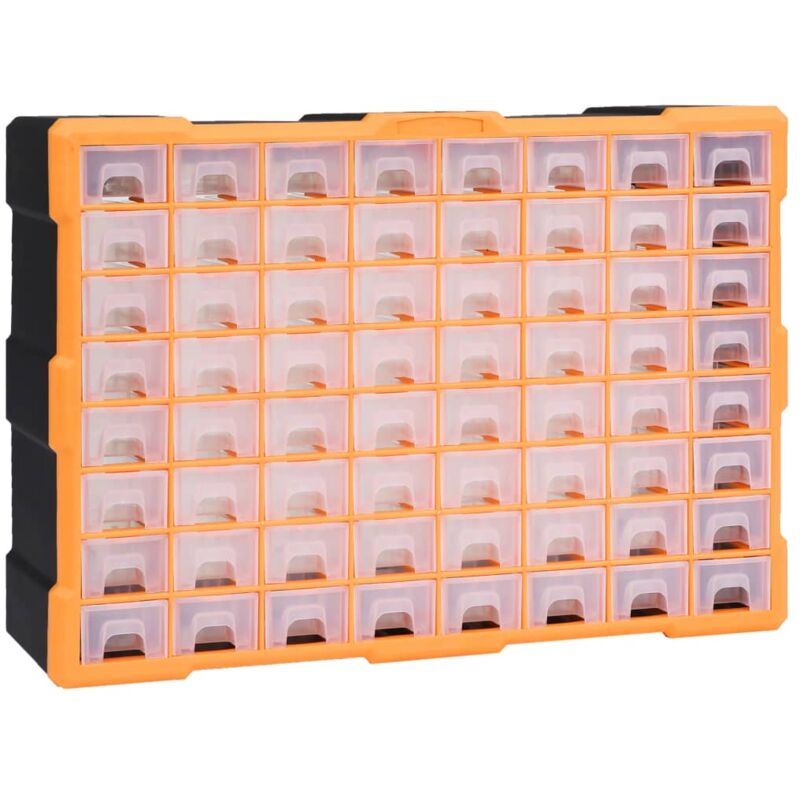 foto del prodotto vidaxl mobile contenitore officina con cassetti in pp arancione nero vari modelli modelli 64 cassetti