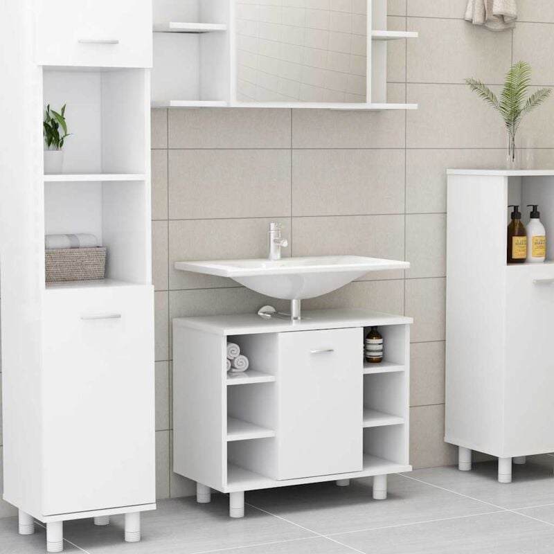 foto del prodotto vidaxl mobile da bagno bianco 60x32x53,5 cm in legno multistrato