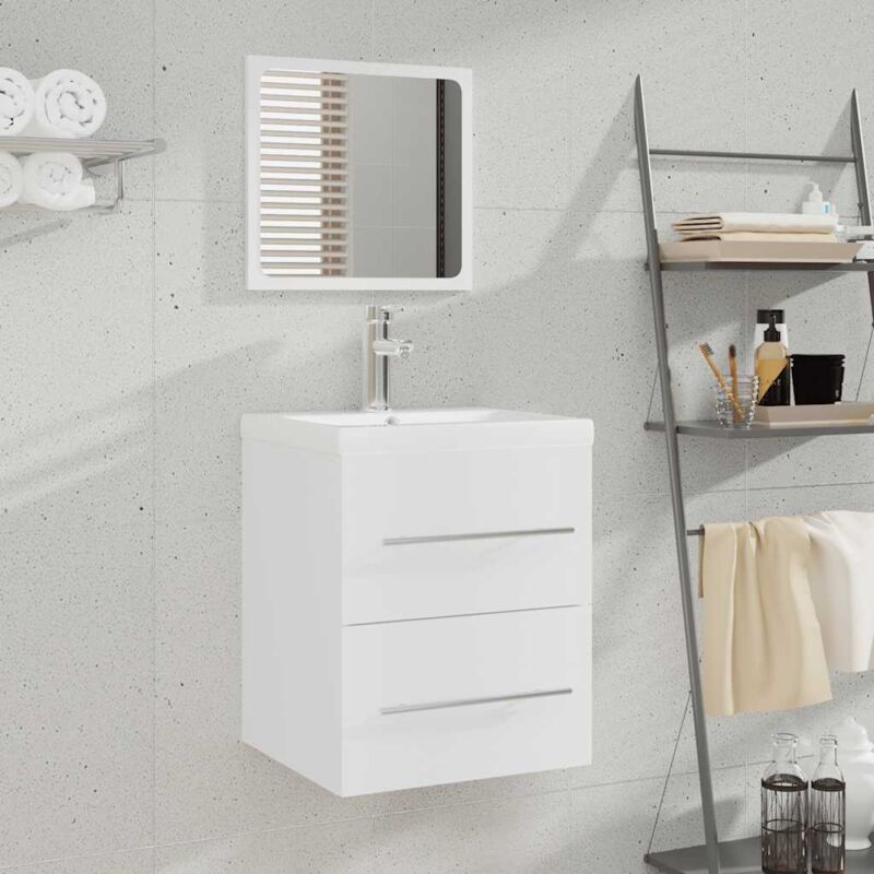 foto del prodotto vidaxl mobile da bagno con specchio bianco 41x38,5x48 cm design moderno vari colori colore bianco