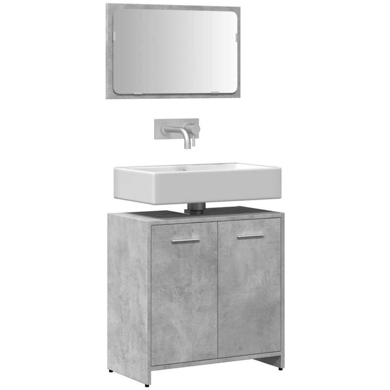 foto del prodotto vidaxl mobile da bagno con specchio grigio cemento legno multistrato