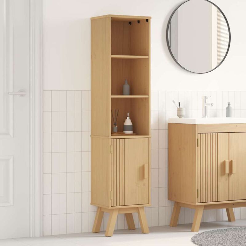 foto del prodotto vidaxl mobile da bagno marrone 35x30x159 cm in legno massello di pino