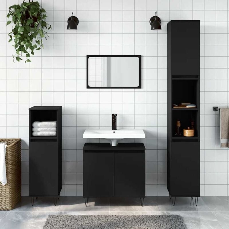 foto del prodotto vidaxl mobile da bagno nero 58x33x60 cm in legno multistrato