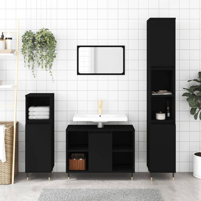 foto del prodotto vidaxl mobile da bagno nero 80x33x60 cm in legno multistrato
