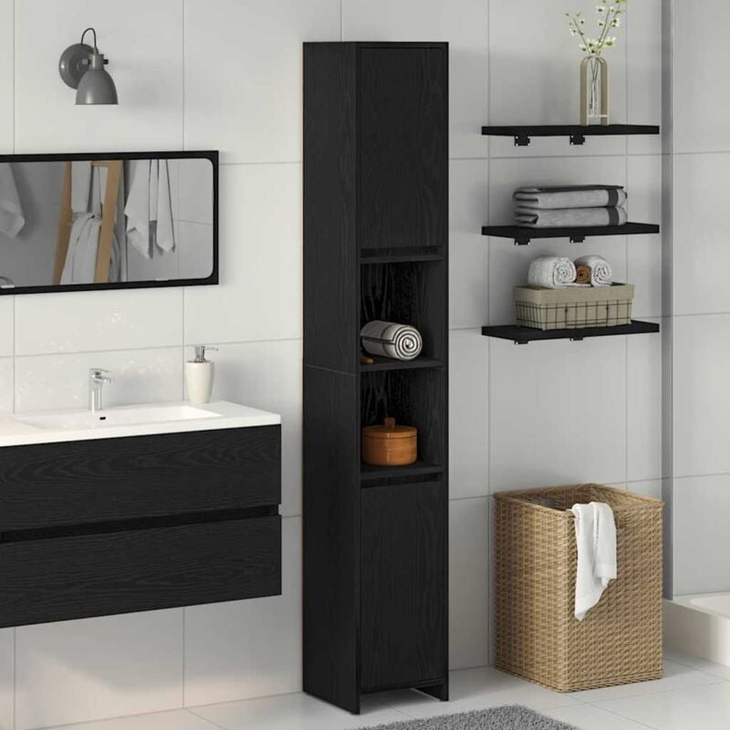 foto del prodotto vidaxl mobile da bagno nero rovere 30x30x183,5 cm legno ingegnerizzato