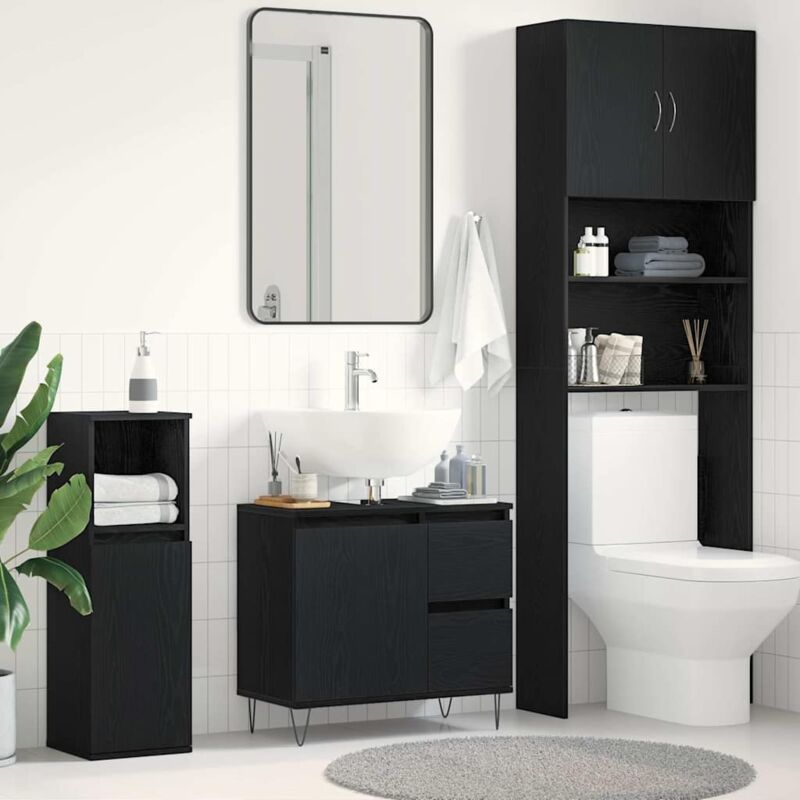 foto del prodotto vidaxl mobile da bagno nero rovere 65x33x60 cm legno ingegnerizzato