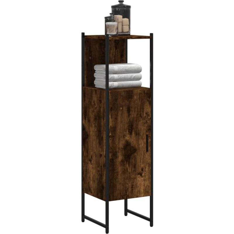 foto del prodotto vidaxl mobile da bagno rovere fumo 33x33x120,5 cm in legno multistrato