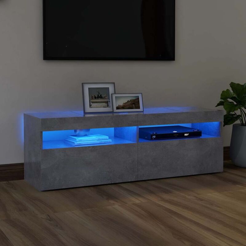 foto del prodotto vidaxl mobile da tv elegante con luci led e cassetto 120x35x40 cm vari colori colore cemento