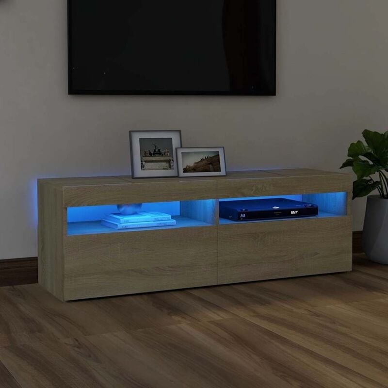 foto del prodotto vidaxl mobile da tv elegante con luci led e cassetto 120x35x40 cm vari colori colore marrone