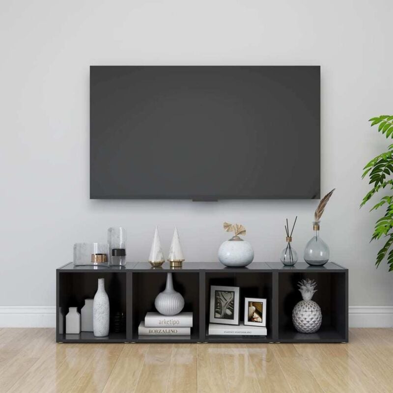 foto del prodotto vidaxl mobile ideale per salotto dal design moderno con 4 scomparti vari colori colore grigio