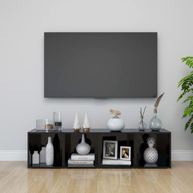 foto del prodotto vidaxl mobile ideale per salotto dal design moderno con 4 scomparti vari colori colore nero lucido