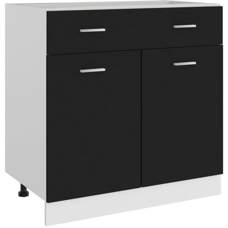 foto del prodotto vidaxl mobile inferiore cassetto nero 80x46x81,5 cm legno multistrato