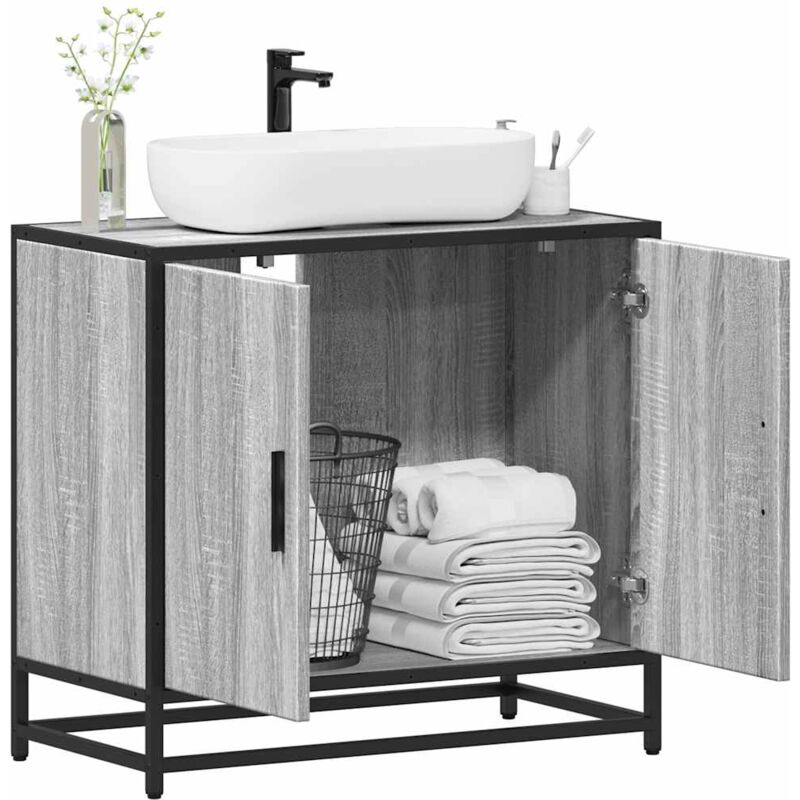 foto del prodotto vidaxl mobile lavabo bagno grigio sonoma 65x33x60 cm legno multistrato