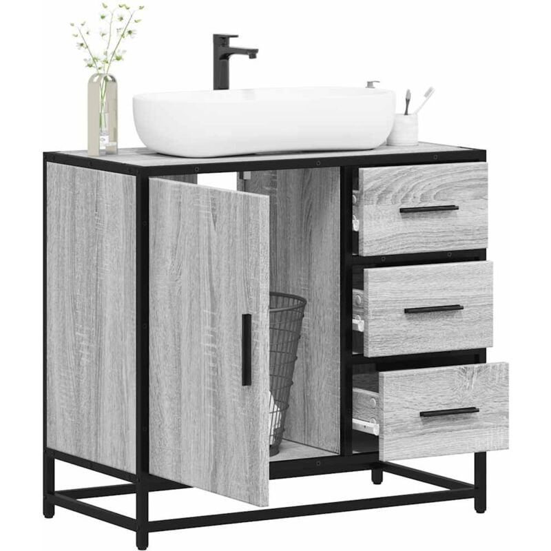 foto del prodotto vidaxl mobile lavabo bagno grigio sonoma 65x33x60 cm legno multistrato