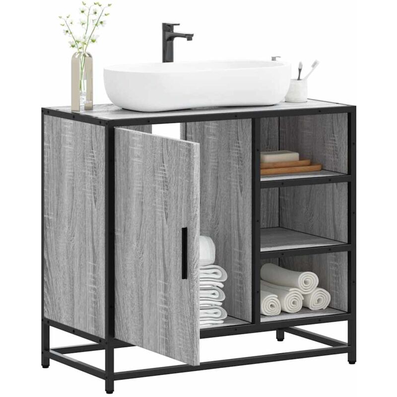 foto del prodotto vidaxl mobile lavabo bagno grigio sonoma 65x33x60 cm legno multistrato