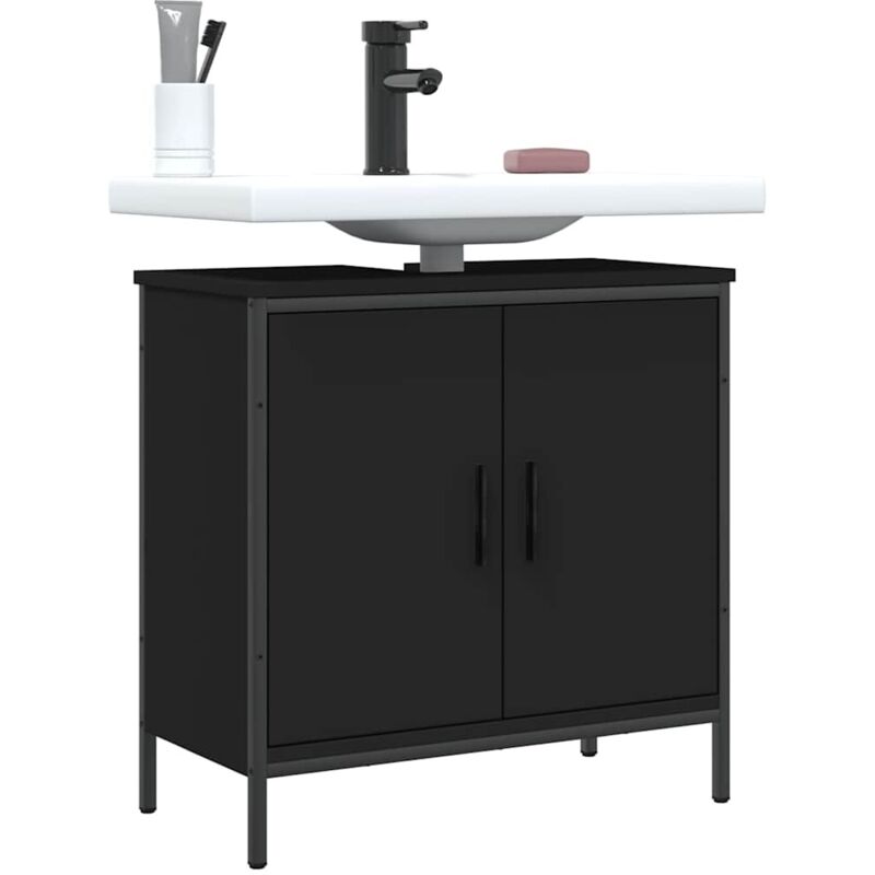 foto del prodotto vidaxl mobile lavabo bagno nero 60x30x60 cm in legno multistrato