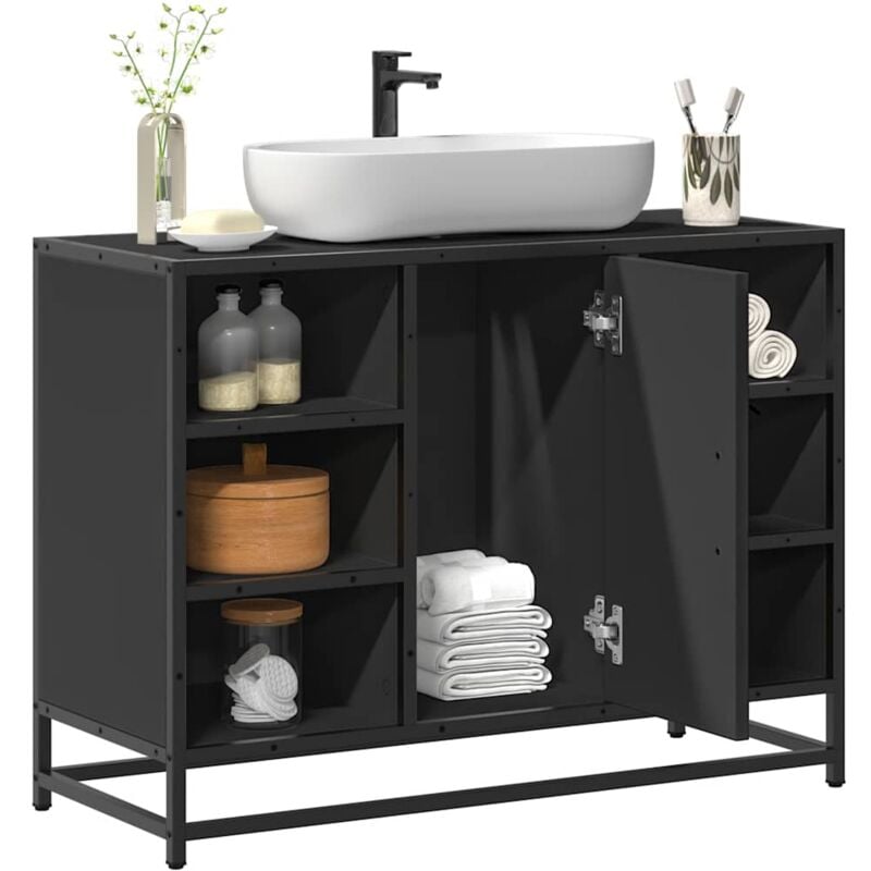 foto del prodotto vidaxl mobile lavabo bagno nero 60x30x60 cm legno multistrato