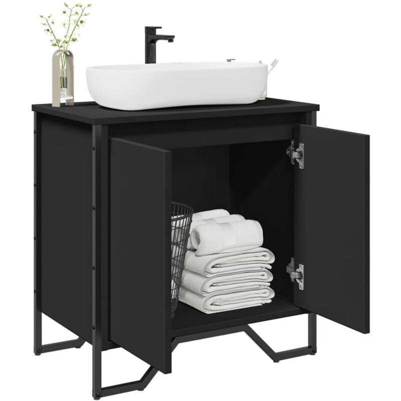 foto del prodotto vidaxl mobile lavabo bagno nero 60x35x60 cm in truciolato