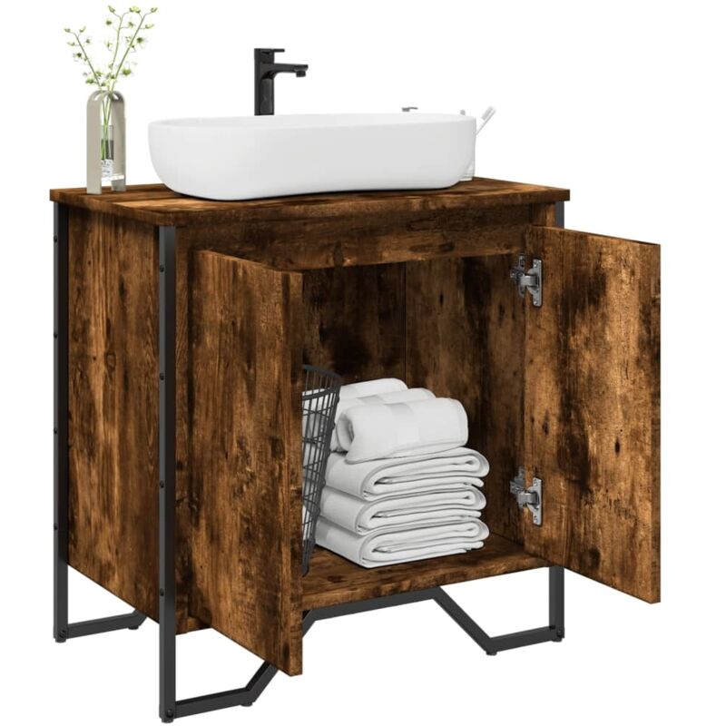 foto del prodotto vidaxl mobile lavabo bagno rovere fumo 60x35x60 cm legno multistrato
