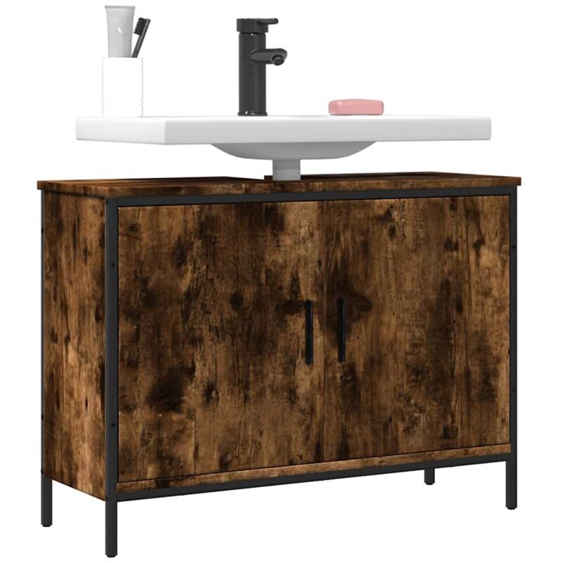 foto del prodotto vidaxl mobile lavabo bagno rovere fumo 80x30x60 cm legno multistrato