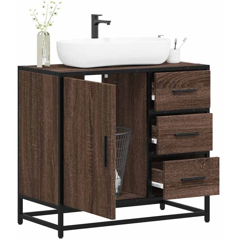 foto del prodotto vidaxl mobile lavabo bagno rovere marrone 65x33x60cm legno multistrato
