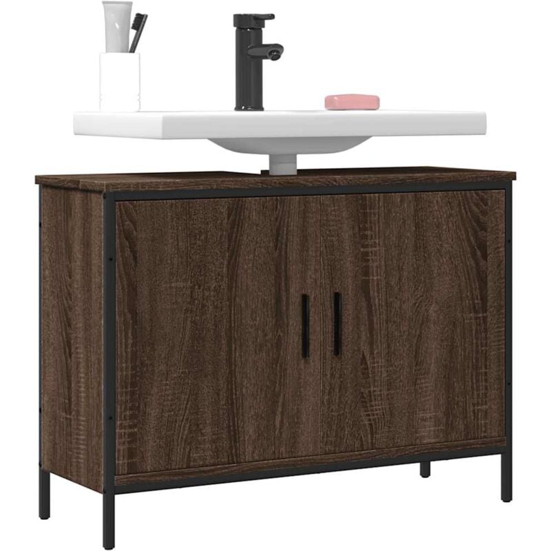 foto del prodotto vidaxl mobile lavabo bagno rovere marrone 80x30x60cm legno multistrato
