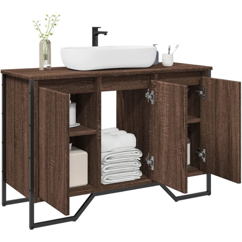 foto del prodotto vidaxl mobile lavabo bagno rovere marrone 91x35x60cm in truciolato