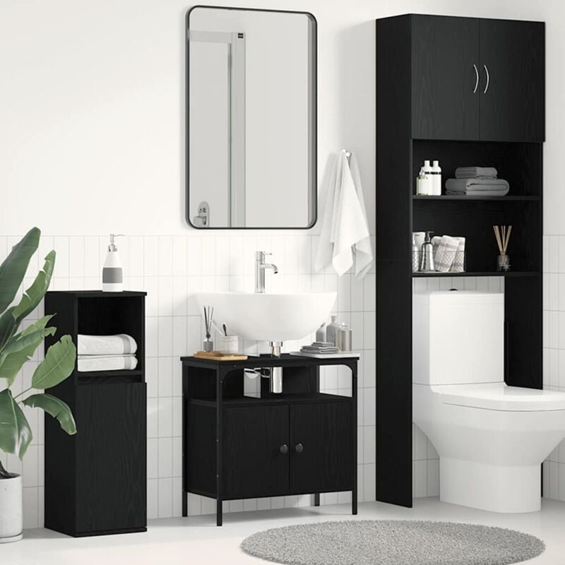 foto del prodotto vidaxl mobile lavabo bagno rovere nero 60x30x60cm legno multistrato