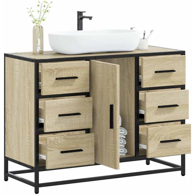 foto del prodotto vidaxl mobile lavabo bagno rovere sonoma 60x30x60 cm legno multistrato