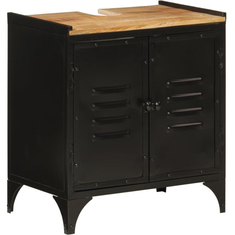 foto del prodotto vidaxl mobile lavabo da bagno 55x35x60 cm ferro e legno massello mango